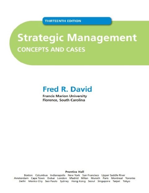 Strategic Management CONCEPTS AND CASES 13th Edintion.