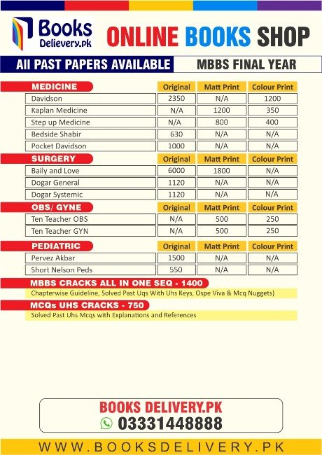 MBBS Final Year Books (Course List)