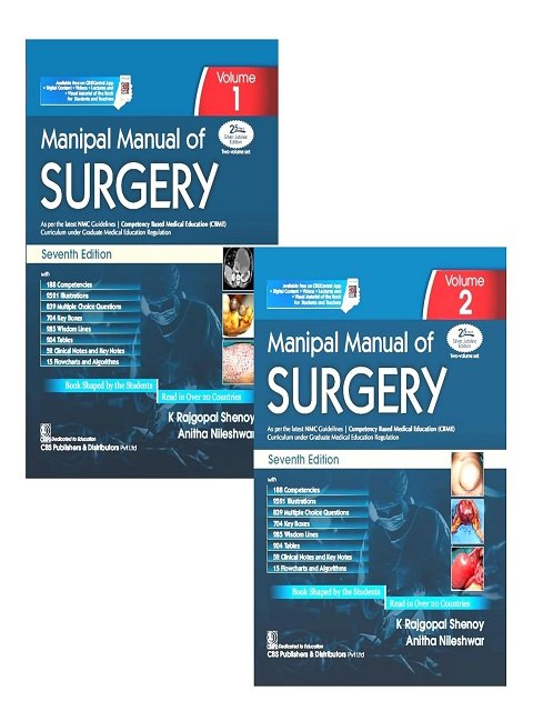 Manipal Manual Of Surgery 7Ed 2 Vol Set (Pb 2025) (Cbme Edition).